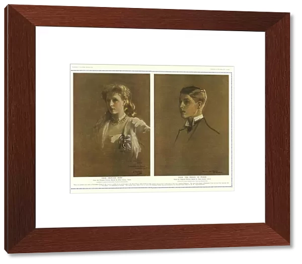 Princess Mary and the Prince of Wales (colour litho)