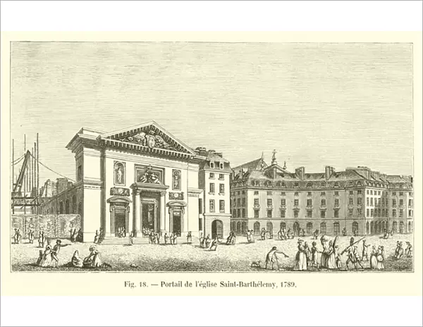Portail de l eglise Saint-Barthelemy, 1789 (engraving)