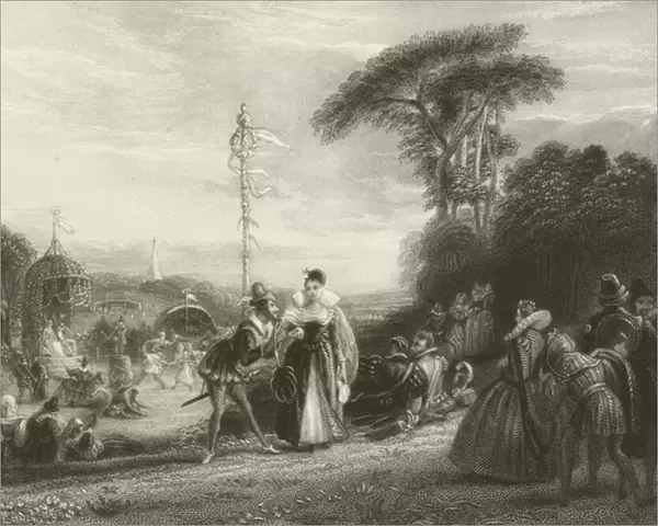 May-day, in the Reign of Queen Elizabeth (engraving)