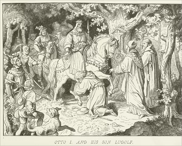 Otto I and his son Ludolf (engraving)