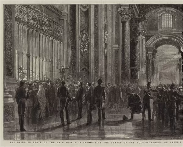 The Lying in State of the Late Pope Pius IX, Outside the Chapel of the Holy Sacrament, St Peters (engraving)