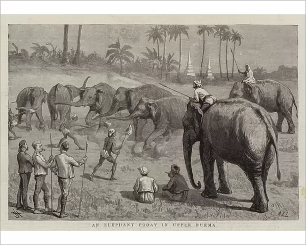 An Elephant Pooay in Upper Burma (engraving)