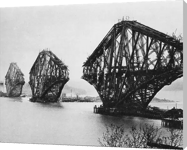 The Forth Bridge, under construction, 1888 (b  /  w photo)