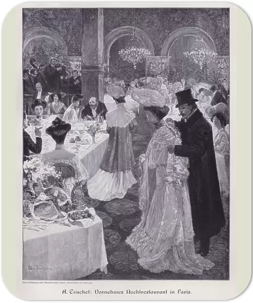 Evening in an Elegant Restaurant in Paris (engraving)