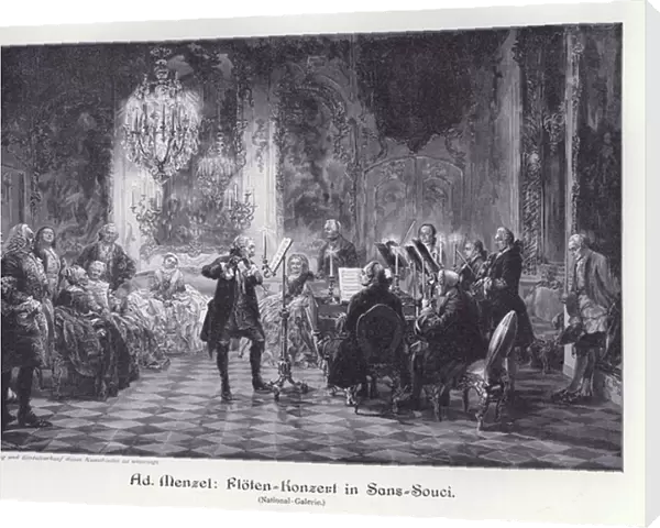Flute concert in the Palace of Sanssouci, Potsdam, Prussia (engraving)