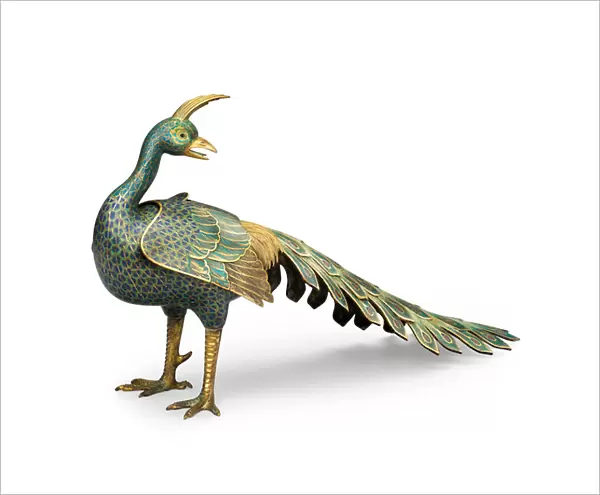 Cloisonne peacock-form censer