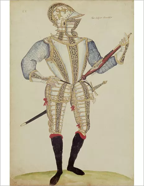 Sir John Smithes armour, 1585 (pen, ink and watercolour on paper)