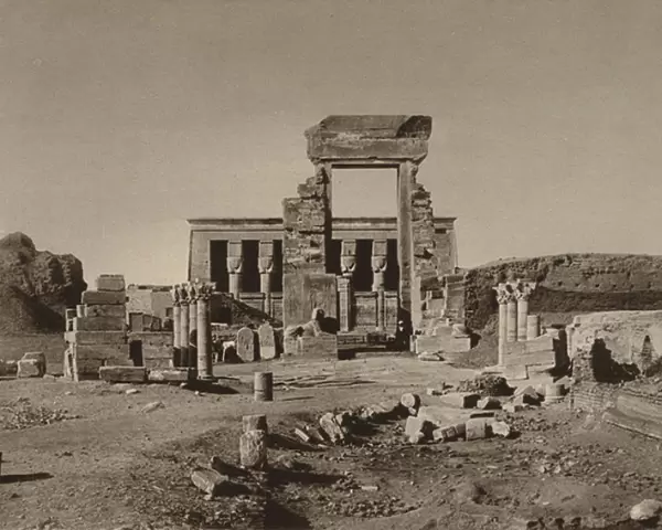 Dendera, General View of the Temple of the Goddess Hathor (b  /  w photo)