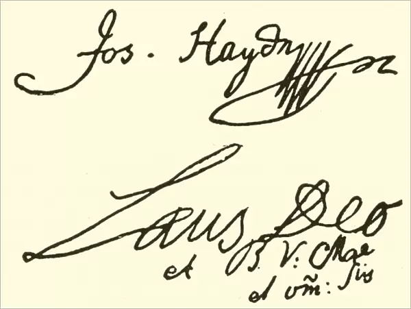 (Franz) Josef Haydn, 1732-1809, signature (engraving)