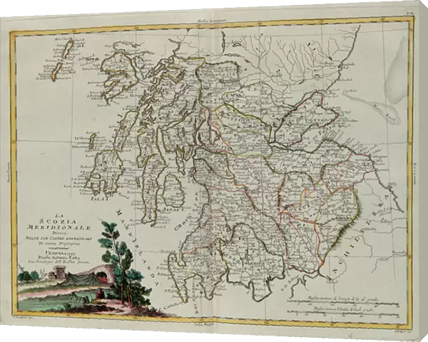 Southern Scotland divided into its counties, engraving by G. Zuliani taken from Tome I of the 'Newest Atlas'published in Venice in 1779 by Antonio Zatta, Private Collection