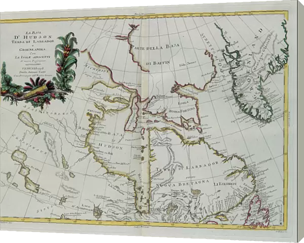 Hudson Bay, Land of Labrador and Greenland with the adjacent islands, engraving by G. Zuliani taken from Tome I of the 'Newest Atlas'published in Venice in 1778 by Antonio Zatta, Private Collection