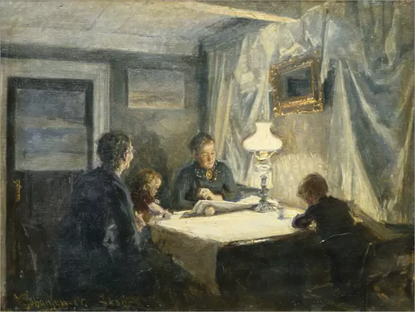 Evening in Skagen (The Artists Family), 1886 (oil on canvas)