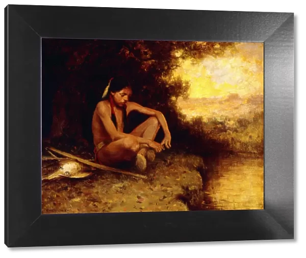 Young Hunter by a Stream (oil on canvas)