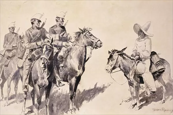 Mexican Gendarmes asking the Way, 1890 (pen and brush and black ink on paper laid