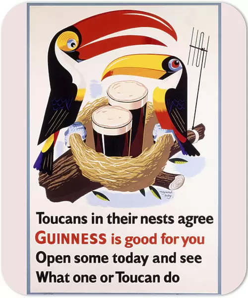 Toucans in their nests agree Guinness is good for you, 1957 (lithograph in colours)