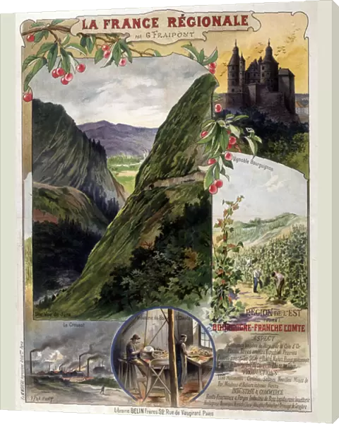 Poster 'La France regionale'by G. Fraipont: Burgundy and Franche-Comte