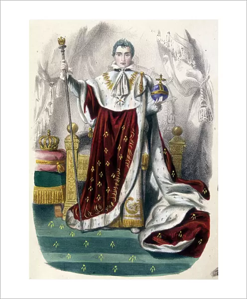 Napoleon 1er in costume de sacre - in 'Histoire de France en estampes'
