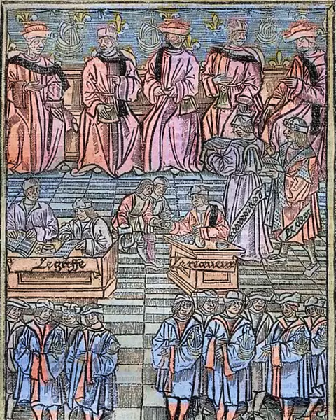 Le prevot des marchands et les echevins de Paris au 16eme century engraving after