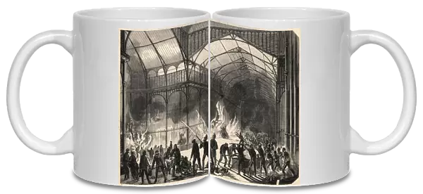 Firefighters trying to stop the fire of the Central Halles in Paris, July 10, 1868