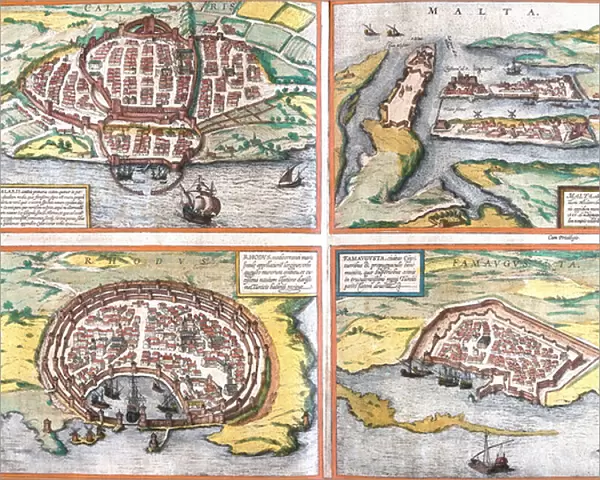 Plan of Cagliari (Calaris), Sardinia (Italy), Malta (Malta)