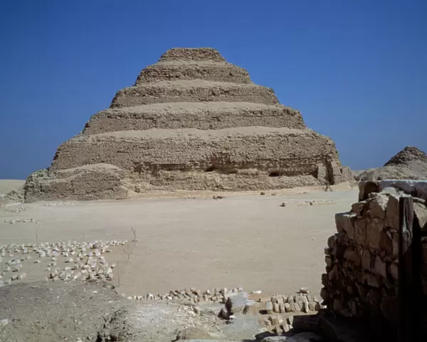Egyptian Antiquity: View of the Pyramid of Sakkarah. Construction of Imhotep for King