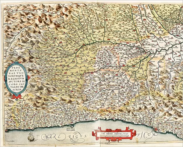 Map of Italy from Monaco in France to Genoa, through the provinces of Imperia de Savona