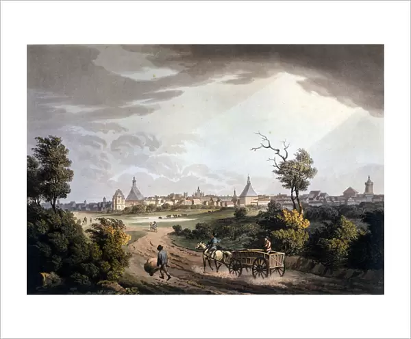View of the surroundings of the city of Leipzig in Germany around 1820