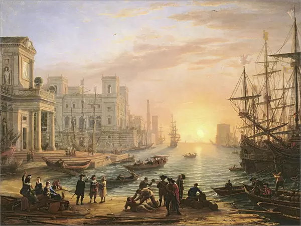 Sea Port at Sunset, 1639 (oil on canvas)