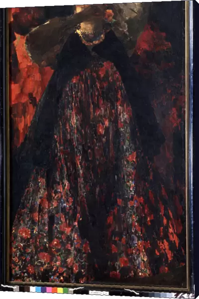 Une fille (A Girl). Une paysanne en costume traditionnel. Peinture de Filipp Andreevitch Maliavin (Maliavine) (ou Andreyevich Malyavin) (1869-1940), huile sur toile, 1903. Art russe debut 20e siecle. State Tretyakov Gallery, Moscou