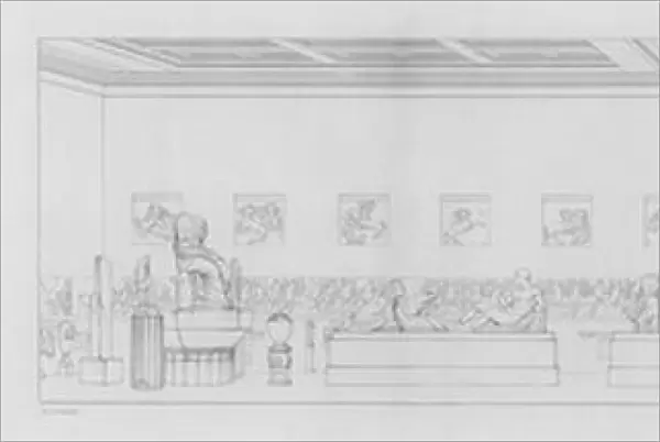Elgin Marbles on display at the British Museum, London (engraving)