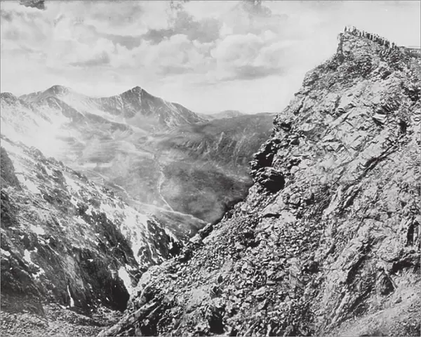 Colorado, Rocky Mountains: Summit of Mount McClellan, looking toward Grays and Torreys Peaks (b  /  w photo)