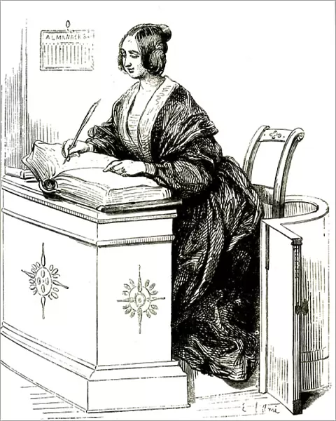 Merchant with her account book, 19th century (Engraving)