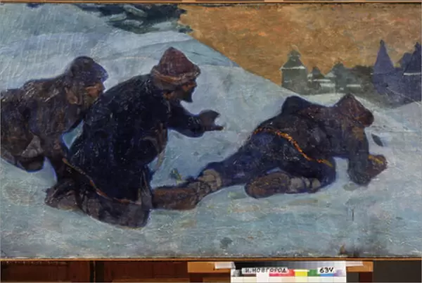 Les espions. Peinture de Nicholas Roerich (1874-1947), tempera sur toile, 1900. Art russe, 20e siecle, symbolisme. State Art Museum, Nijni Novgorod (Russie)