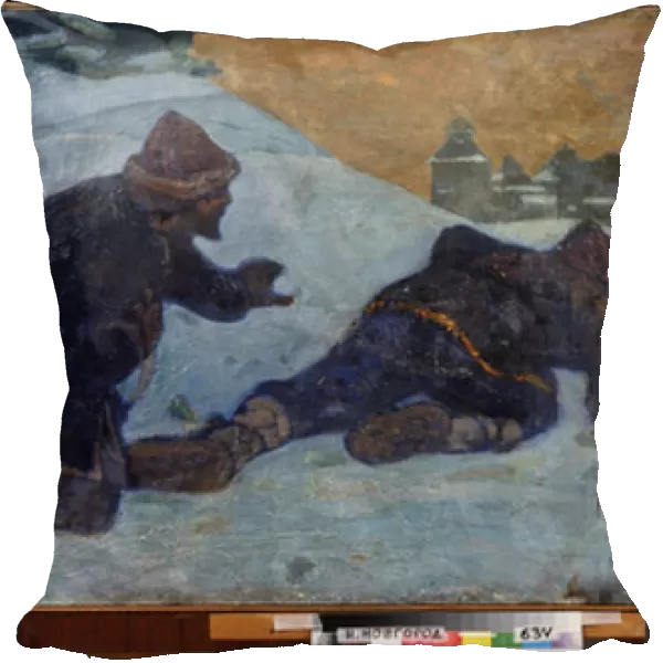 Les espions. Peinture de Nicholas Roerich (1874-1947), tempera sur toile, 1900. Art russe, 20e siecle, symbolisme. State Art Museum, Nijni Novgorod (Russie)