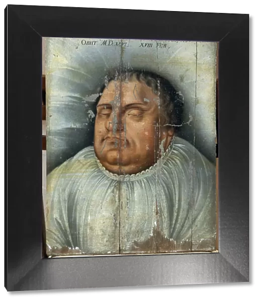 Martin Luther (1483-1546) sur son lit de mort (M. Luther On His Deathbed). Peinture anonyme, huile sur bois, 1546. Art allemand 16e siecle. Regional I. Kramskoi Art Museum, Voronej (Russie)