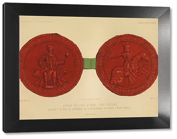 Red wax seal, 15th Century (chromolitho)