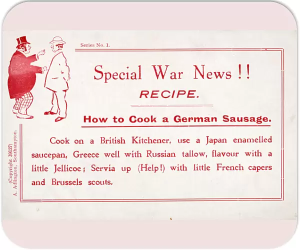 How to cook a German sausage (colour litho)