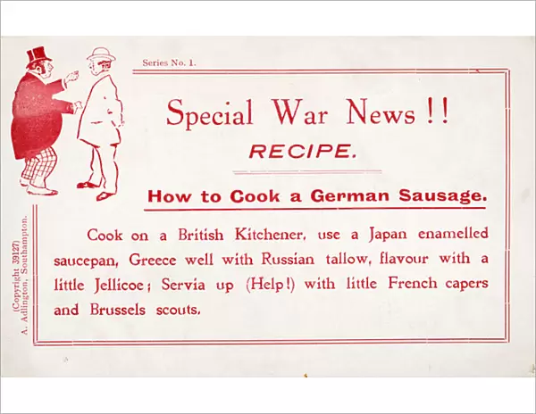 How to cook a German sausage (colour litho)