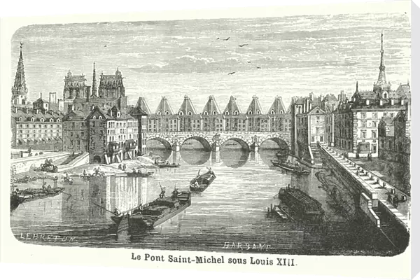 Le Pont Saint-Michel sous Louis XIII (engraving)
