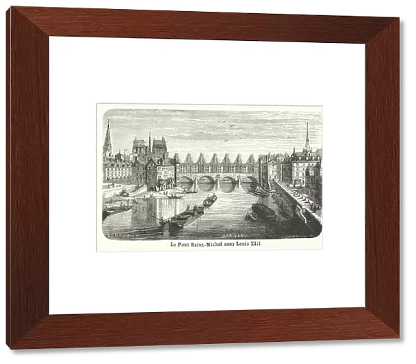 Le Pont Saint-Michel sous Louis XIII (engraving)