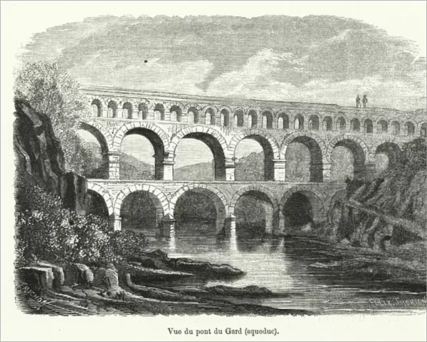 Vue du pont du Gard (aqueduc) (engraving)