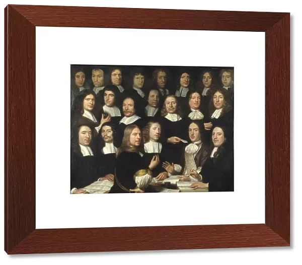 Group Portrait of the Mint Masters of Dordrecht (Portrait de groupe des maitres et des officiers de la monnaie de Dordrecht) - Peinture de Samuel Dirksz van Hoogstraten (1627-1678) - 1674 - Oil on canvas - 139, 5x166 - Dordrechts Museum