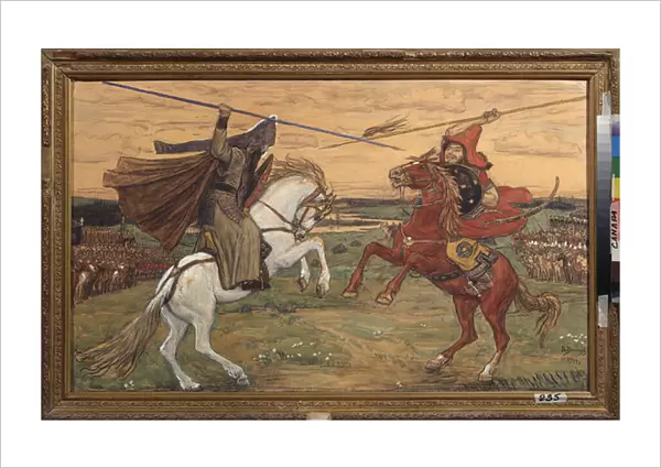 Le duel d Alexandre Peresvet et le tatar Chelibey (ou Chelubey, Temir Mourza (Temir-Mourza) dans la plaine de Koulikovo en 1380, pendant la bataille entre les russes et la Horde d