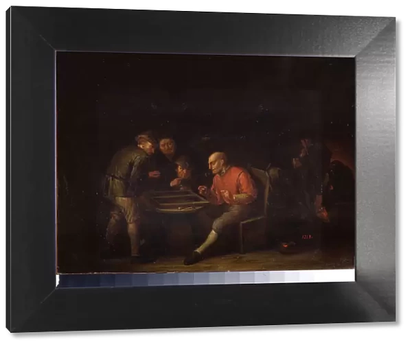 Flamands jouant aux des. (Flemings Playing Dice). Peinture de Adriaen Jansz van Ostade (1610-1685). Ecole hollandaise. Huile sur toile. Musee du palais Gatchina, Saint Petersbourg