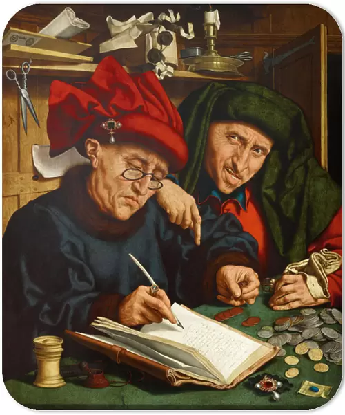 Les collecteurs d impot. (The Tax Collectors) Peinture de Quentin Metsys (ou Quinten Matsys) (1466-1530), huile sur bois, vers 1520. Art primitif flamand, 16e siecle. Liechtenstein Museum (Principaute du Liechtenstein)