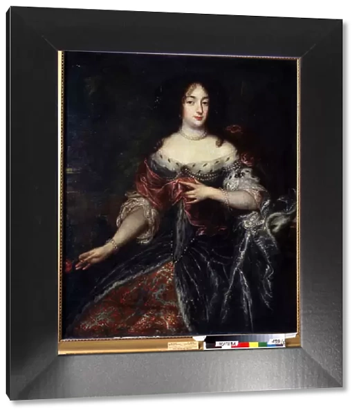 Portrait de la reine Henriette Marie de France (1609-1669). Portrait of Queen Henrietta Maria of France (1609-1669). Peinture de Sir Peter Lely (1618-1680). Art anglais, style baroque. Huile sur toile. Regional Art Museum, Poltava, Ukraine