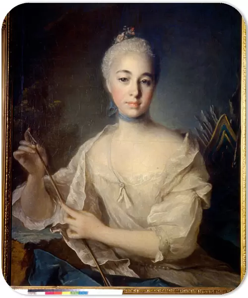 Portrait de la comtesse Anna Vorontsova (1743-1769) (Portrait of the countess A. Vorontsova). Peinture de Louis Tocque (1696-1772), huile sur toile, vers 1758. Art francais, 18e siecle, art rococo. State Russian Museum, Saint Petersbourg