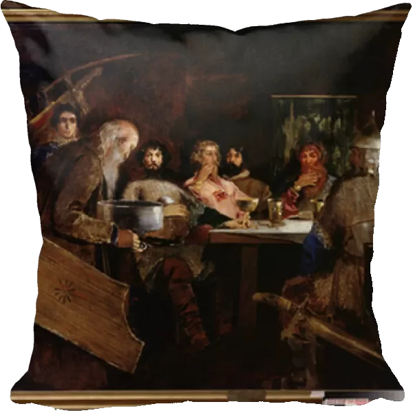 Banquet chez le grand duc Vladimir le Grand (Vladimir I dit aussi Soleil Rouge, 958-1015). Peinture de Andrei Petrovich Ryabushkin (Riaboutchkine) (1861-1904), huile sur toile, 1888. Art russe, 19e siecle