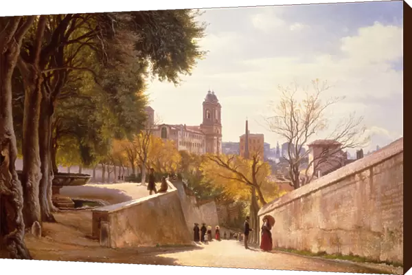 View of Viale Trinita dei Monti with Villa Medicis Fountain, seen from Via di San Sebastianello, Rome, 1872 (oil on canvas)