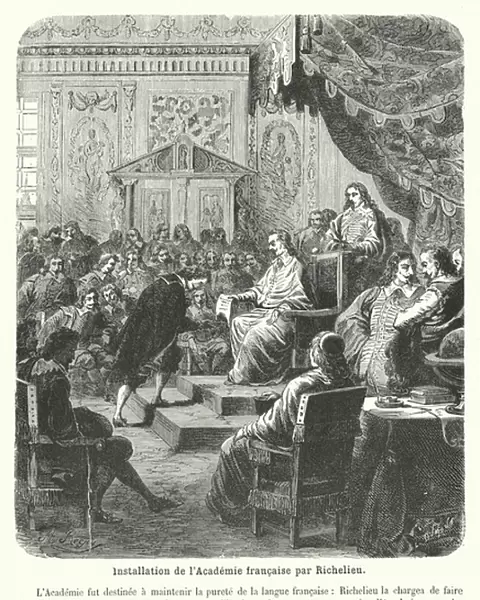 Installation de l Academie francaise par Richelieu (engraving)